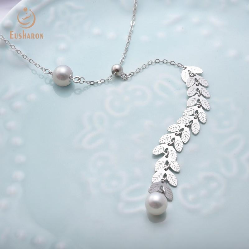wholesale sterling silver olive branch leaves pearl pendant necklace