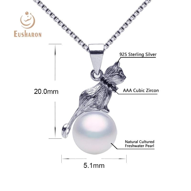 silver cat freshwater pearl pendant wholesale
