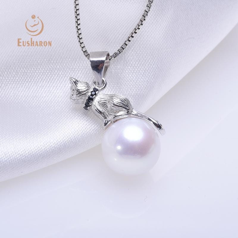 silver cat freshwater pearl pendant wholesaler