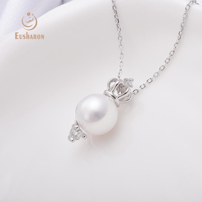 sterling silver crown freshwater pearl pendant