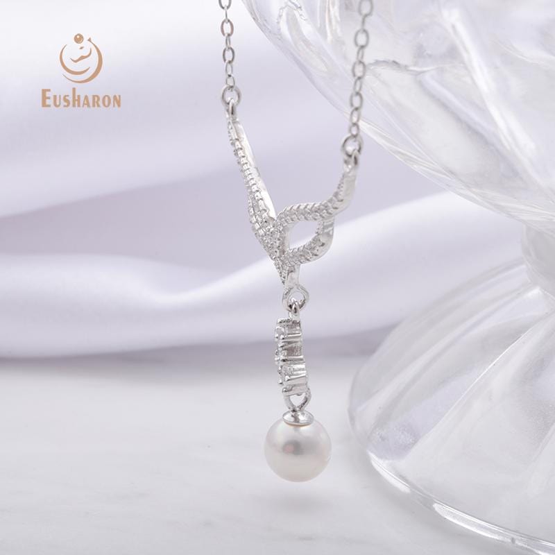 silver geometric round freshwater pearl pendant