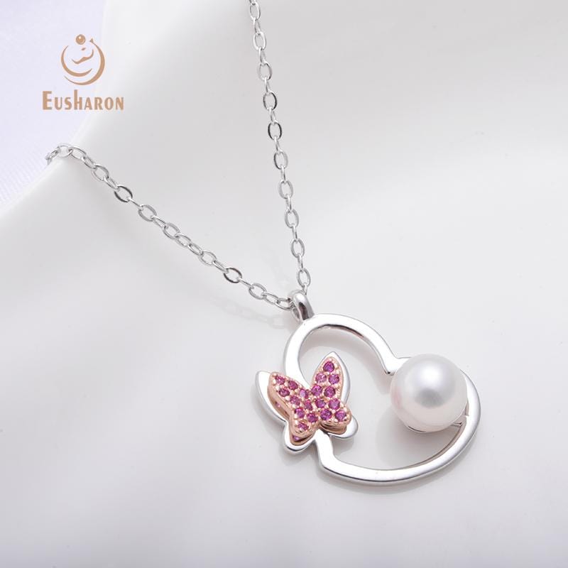 wholesale sterling silver butterfly heart shape freshwater pearl pendant