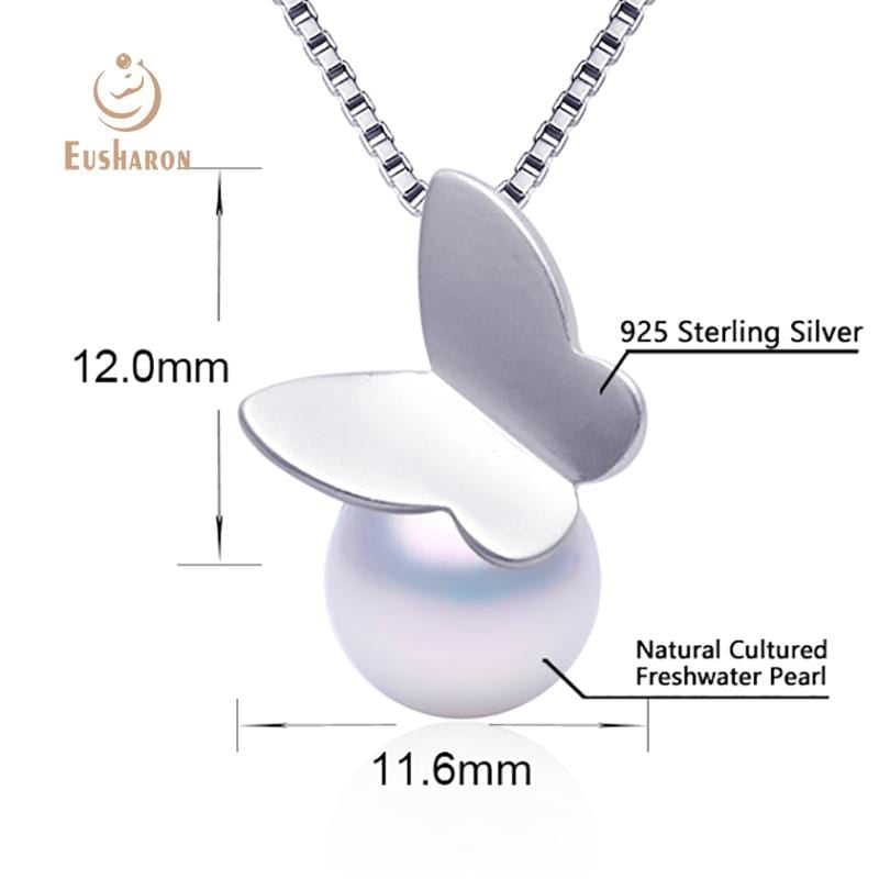 silver butterfly pearl pendant