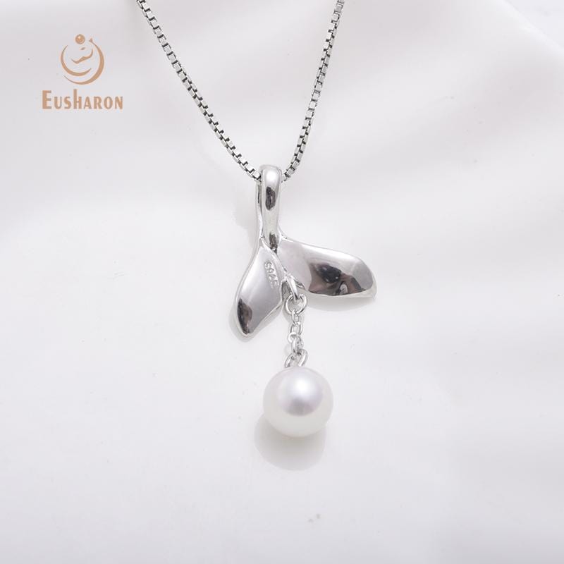 sterling silver fish tail freshwater pearl pendant