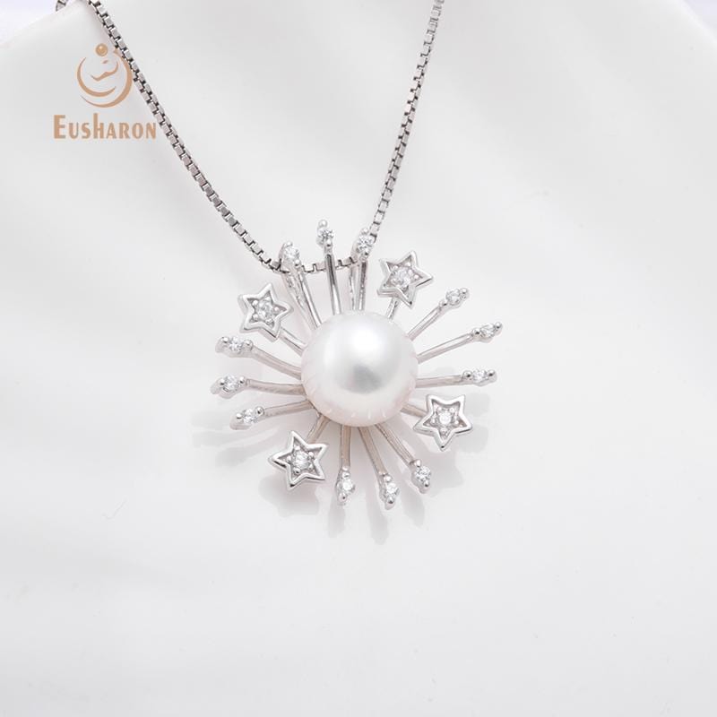 Wholesale sterling silver sun and stars freshwater pearl pendant