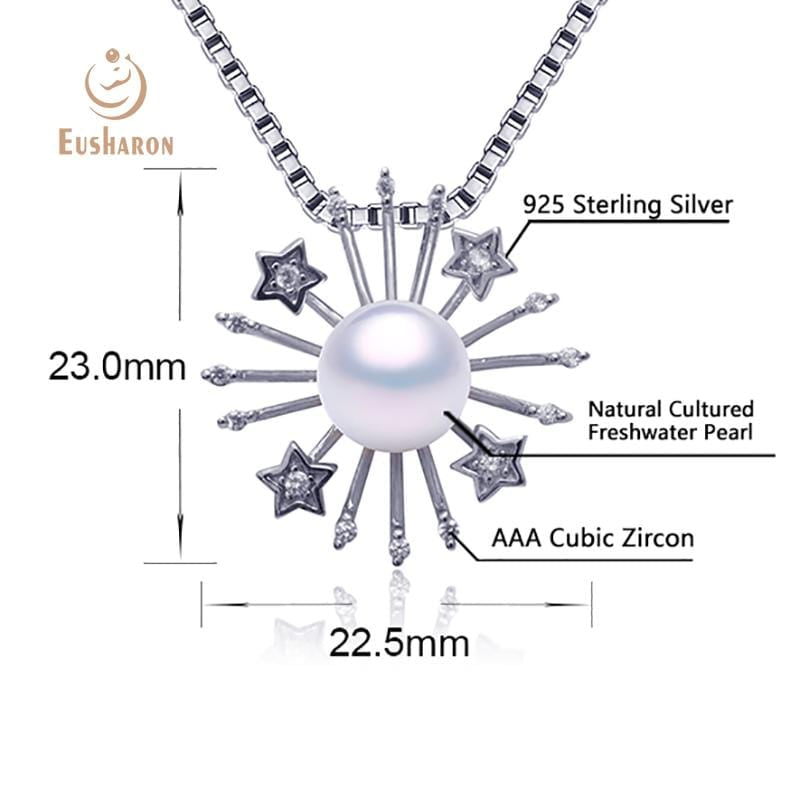 wholesale 925 silver sun and stars freshwater pearl pendant