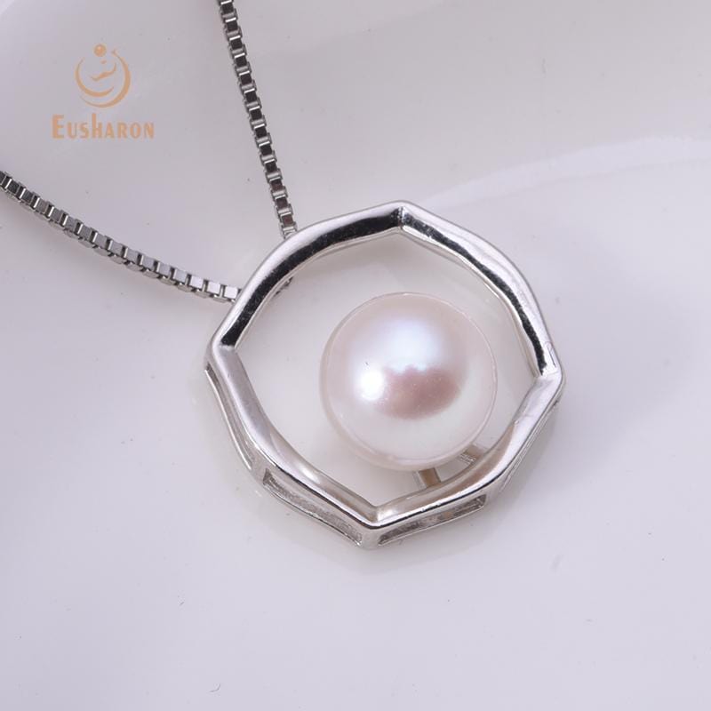 S925 Geometric Freshwater Pearl Pendant - Eusharon Pearl Jewelry