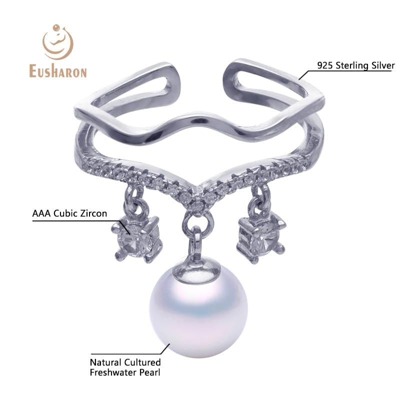  white round pearl pendant ring