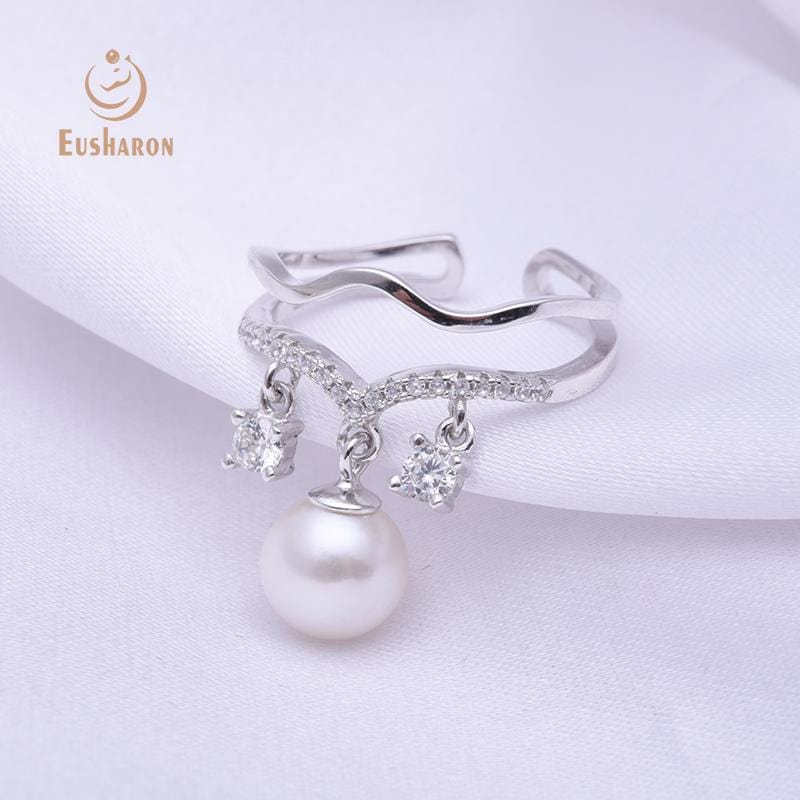  white round pearl pendant ring, cultured freshwater pearl pendant rings.