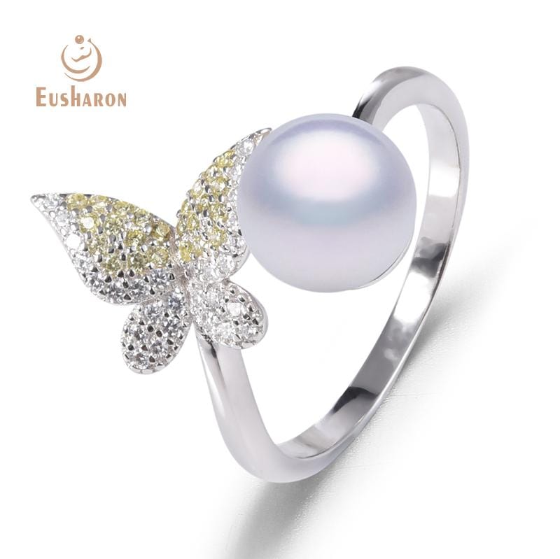 S925 Butterfly Sterling Silver Pearl Ring in wholesale