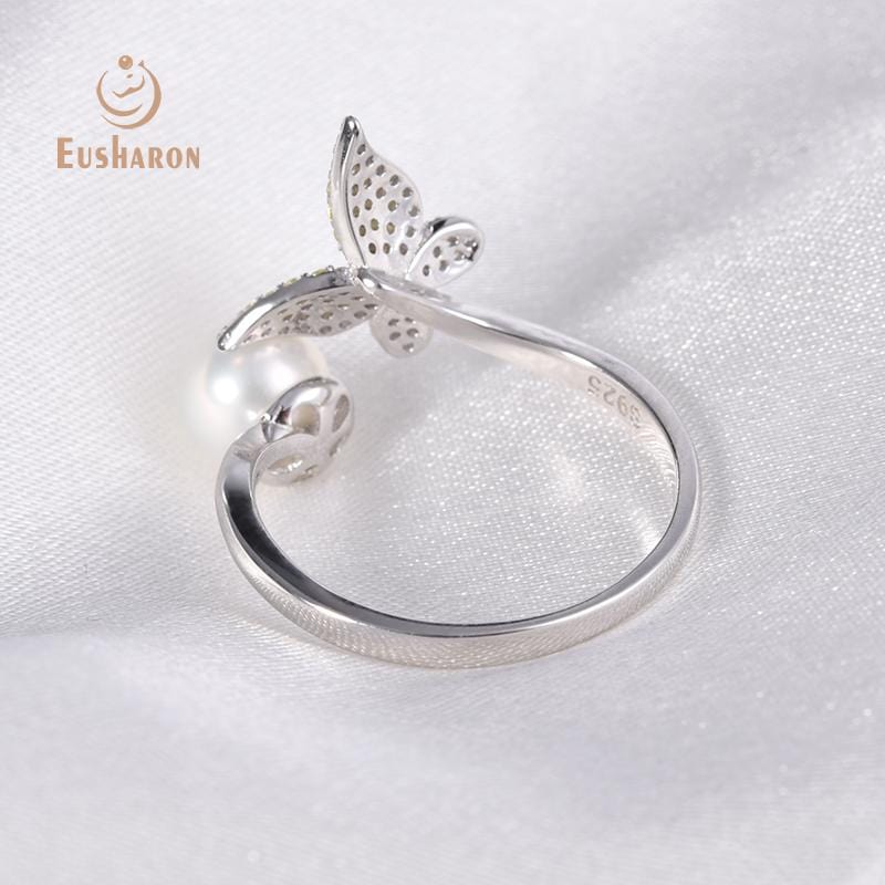 wholesale butterfly silver pearl ring