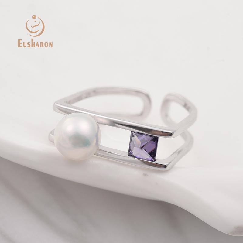 wholesale silver ring with round pearl