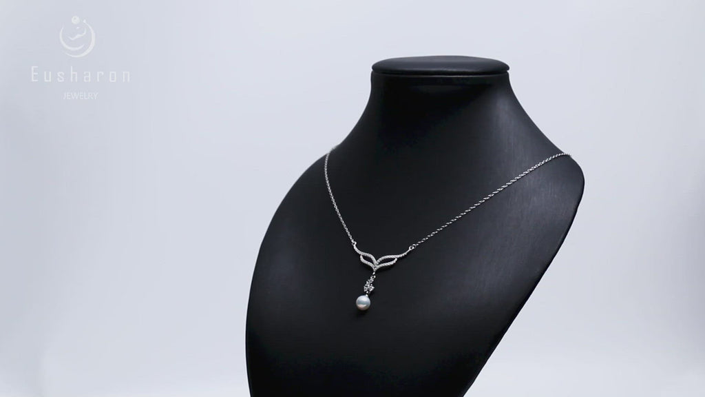 silver geometric freshwater pearl pendant necklace supplier