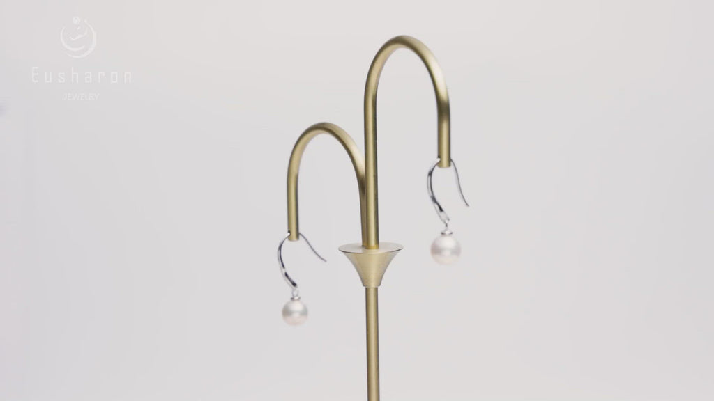sterling silver freshwater pearl wire hook earrings